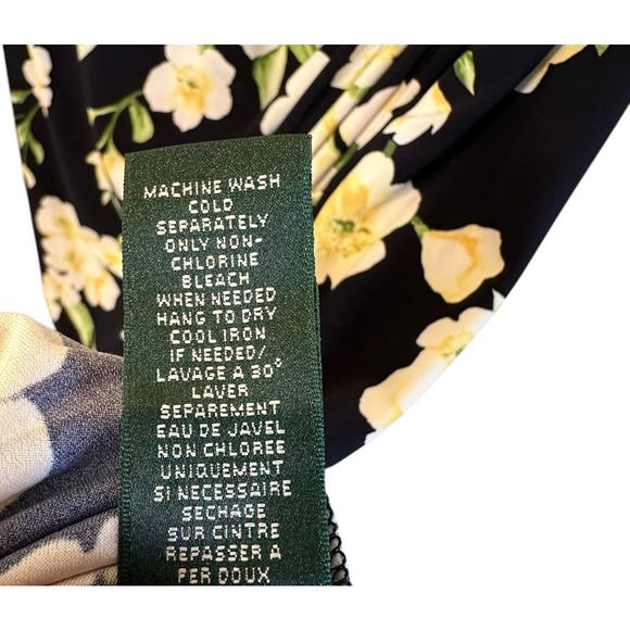 Lauren Ralph Lauren Women’s Navy Yellow Floral Pullover Stretchy Dress Size 14 - Picture 7 of 11